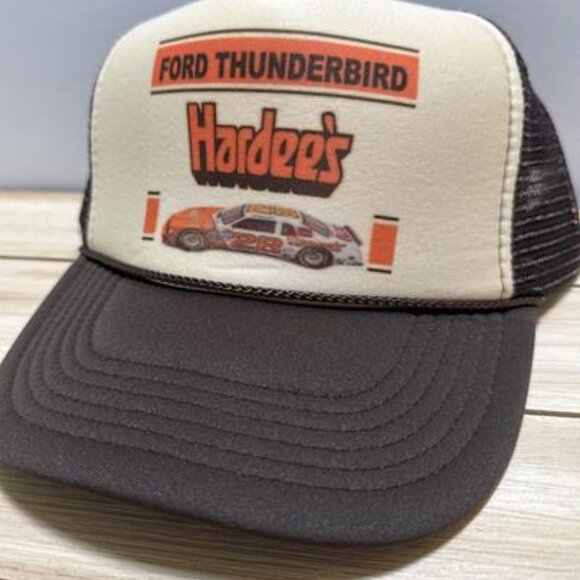 Cale Yarborough's (#28) Hardee's Ford Thunderbird NASCAR Racing Retro Brown Hat - Picture 1 of 3